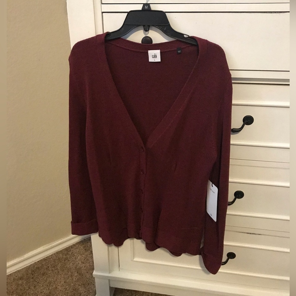 Cabi wine color cardigan